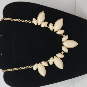 Charming Charlie ivory gold statement necklace costume